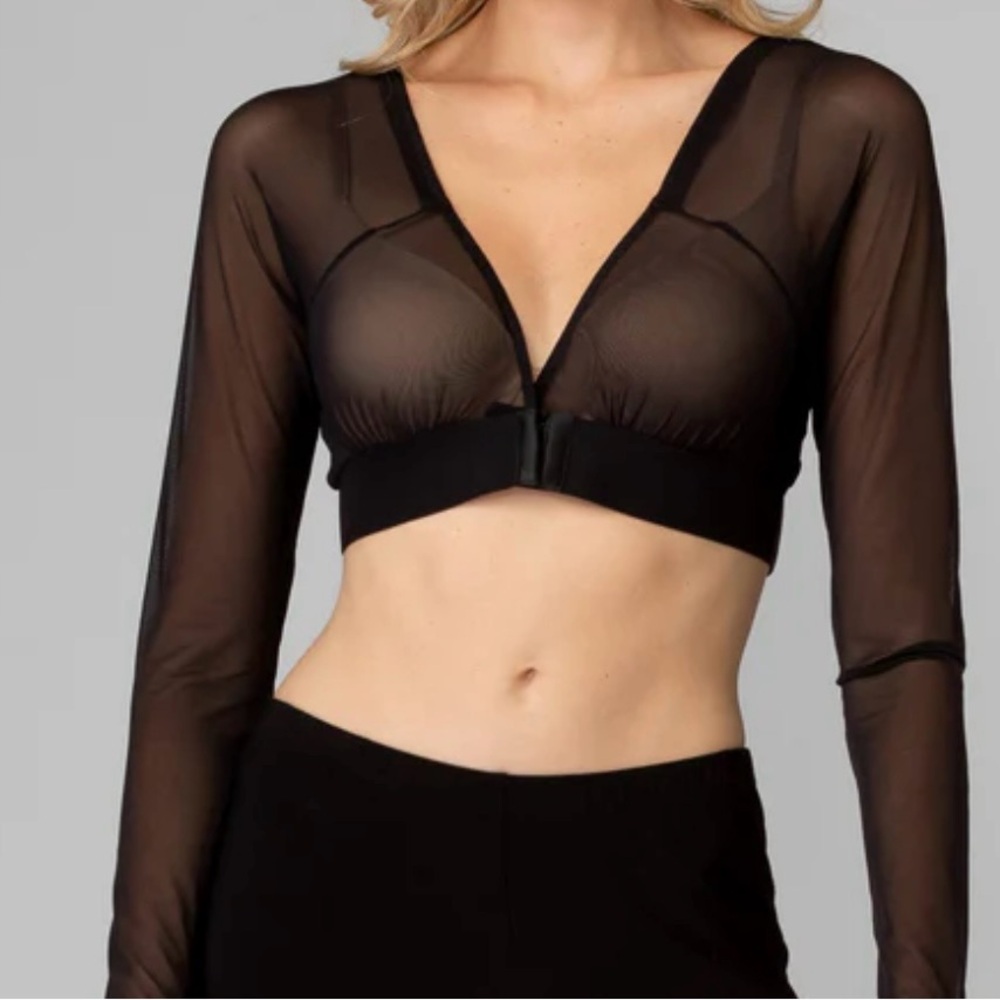 JOSEPH RIBKOFF SHADOW SLEEVES SHEER CROP JACKET